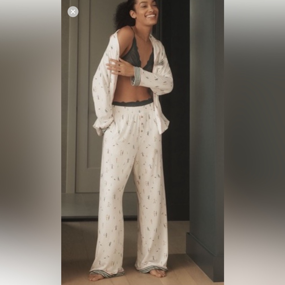 Anthropologie SOLD OUT briar piped pajama shirt and pants
